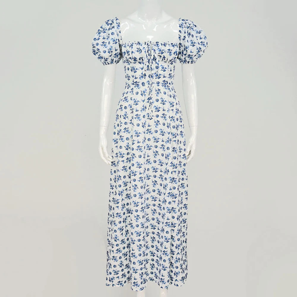 Chic Summer dress for women – floral pattern & puff sleeves