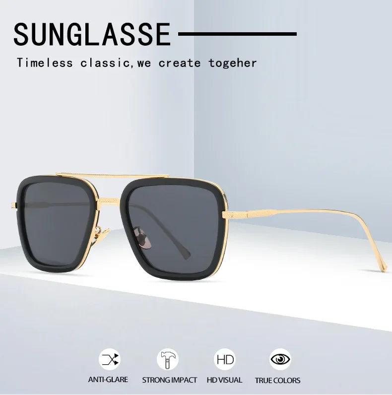 Hot sale 🎁Stark Sunglasses – Fashion Square Driving Glasses for Men & Women, Unisex Metal Frame