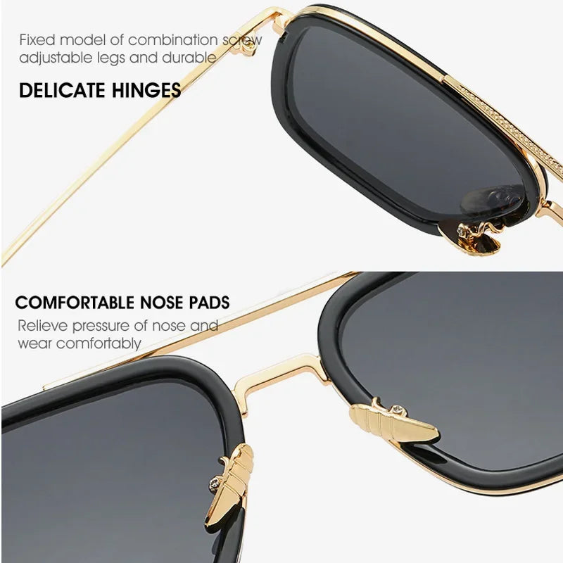 Hot sale 🎁Stark Sunglasses – Fashion Square Driving Glasses for Men & Women, Unisex Metal Frame