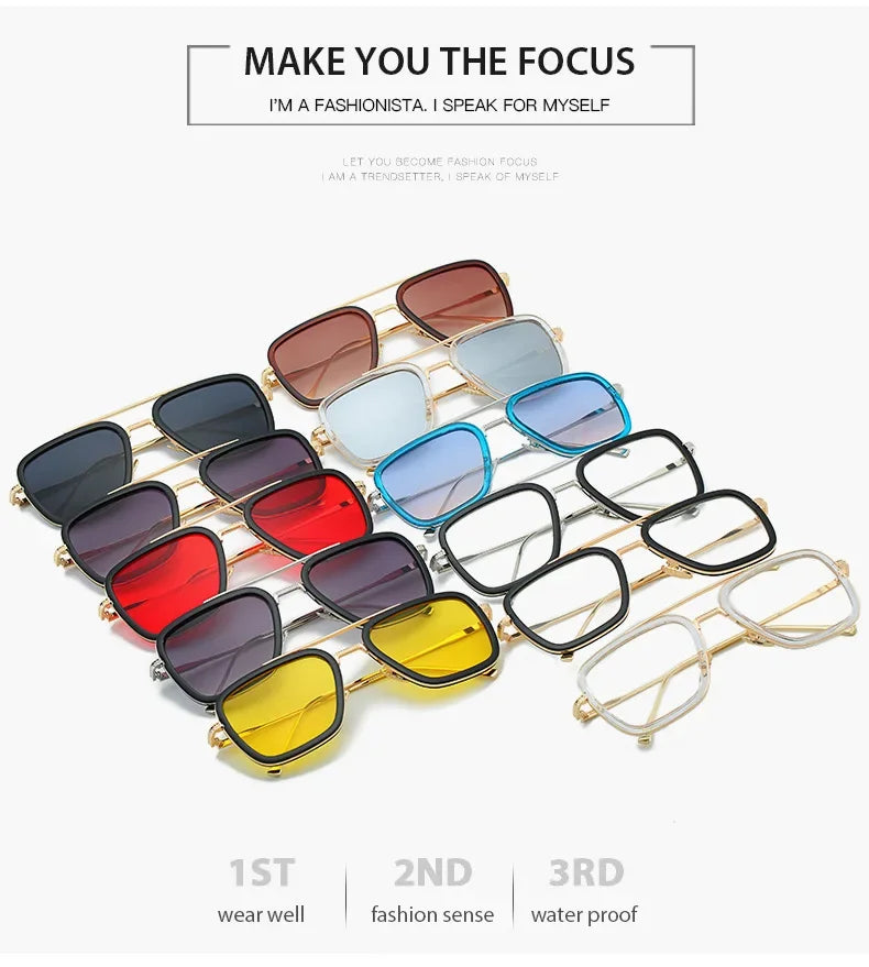 Hot sale 🎁Stark Sunglasses – Fashion Square Driving Glasses for Men & Women, Unisex Metal Frame