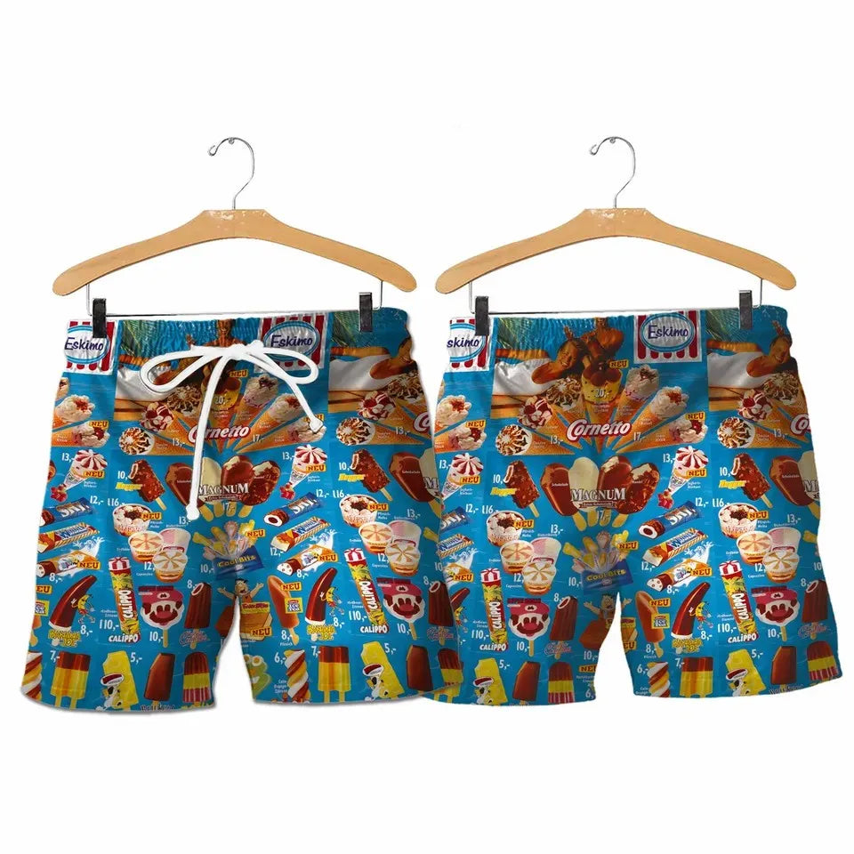 Outfits 2025👕Trendy Ice Cream Shirt – Cool Fashion 3D Print Hawaiian Beach Party T-Shirt for Men & Women (2025)