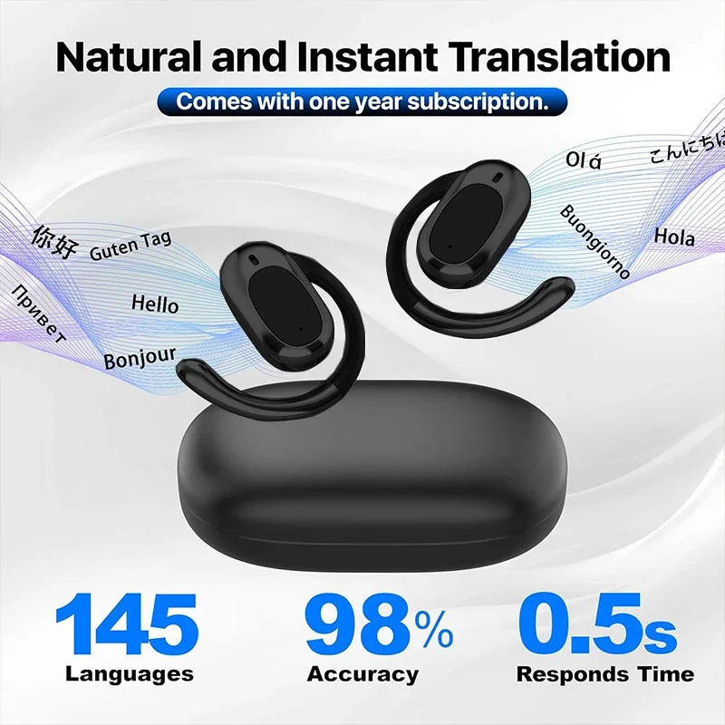 3-in-1 Translator Earbuds – Real-Time Translation in 144 Languages & Accents for Travel and Business