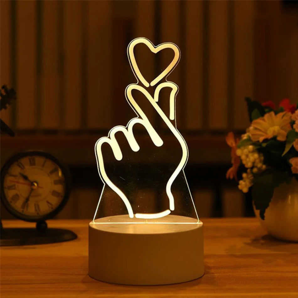Gift🎁 3D Acrylic Lamp – Neon Sign Light, Xmas Christmas Home & Bedroom Decor, Birthday Gift