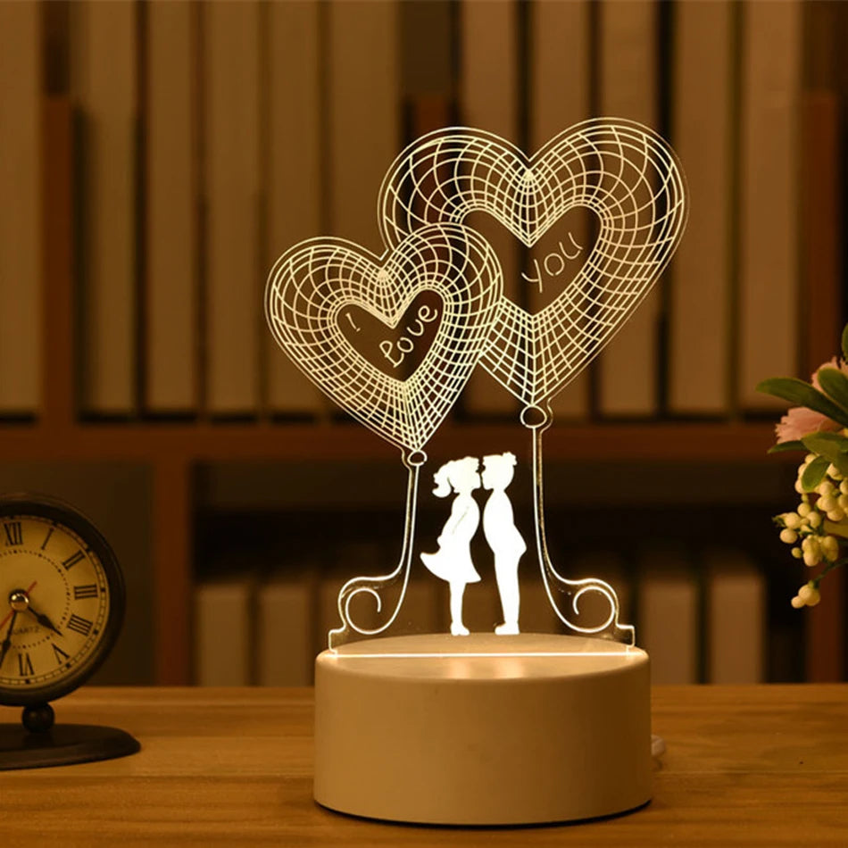 Gift🎁 3D Acrylic Lamp – Neon Sign Light, Xmas Christmas Home & Bedroom Decor, Birthday Gift