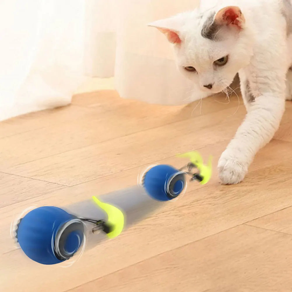 Interactive Cat Toy Ball – Automatic Rolling with Faux Tail, USB Rechargeable