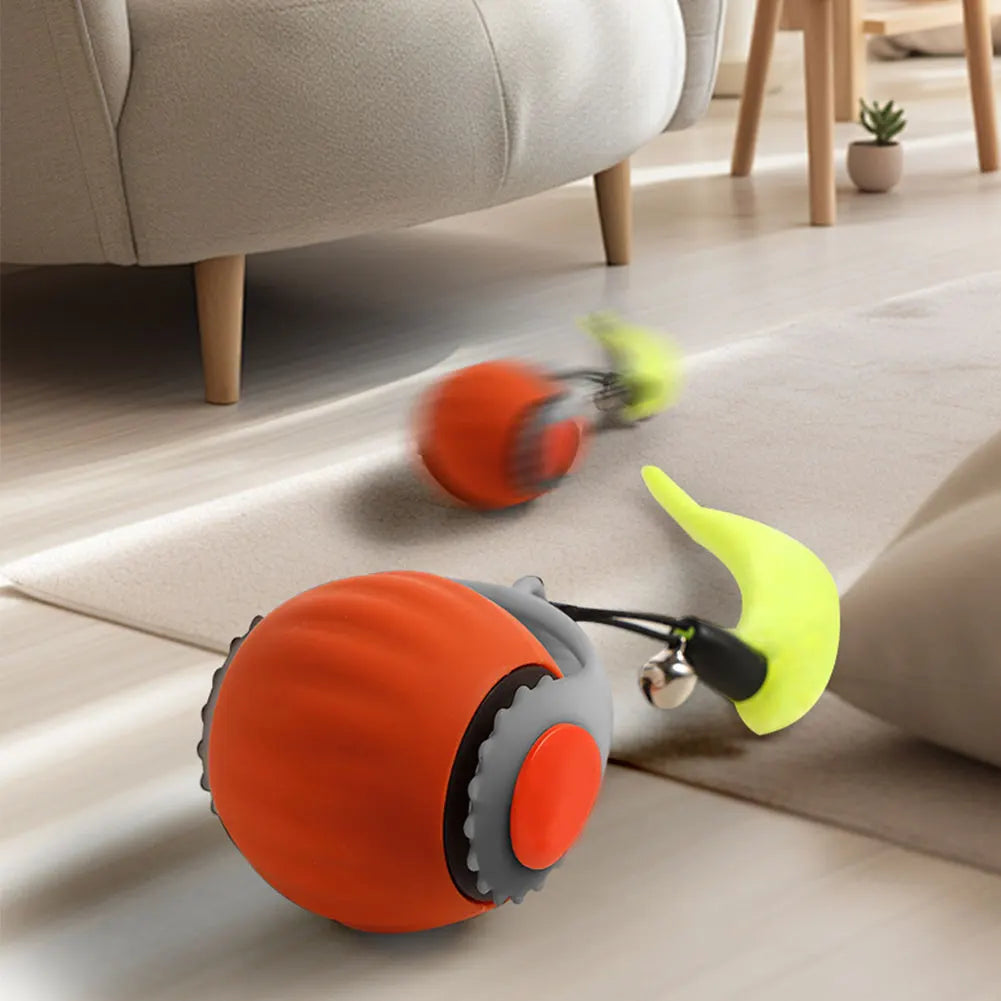 Interactive Cat Toy Ball – Automatic Rolling with Faux Tail, USB Rechargeable