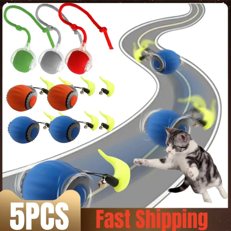 Interactive Cat Toy Ball – Automatic Rolling with Faux Tail, USB Rechargeable