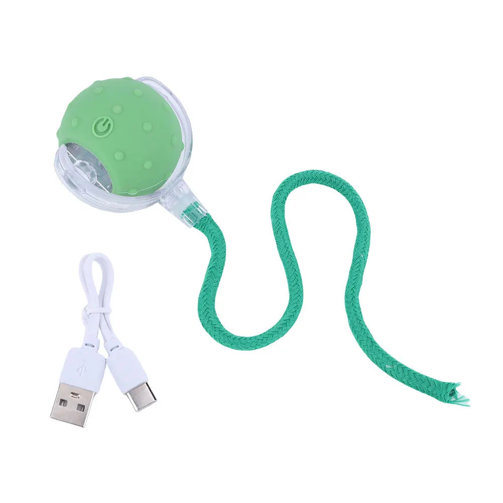 Interactive Cat Toy Ball – Automatic Rolling with Faux Tail, USB Rechargeable