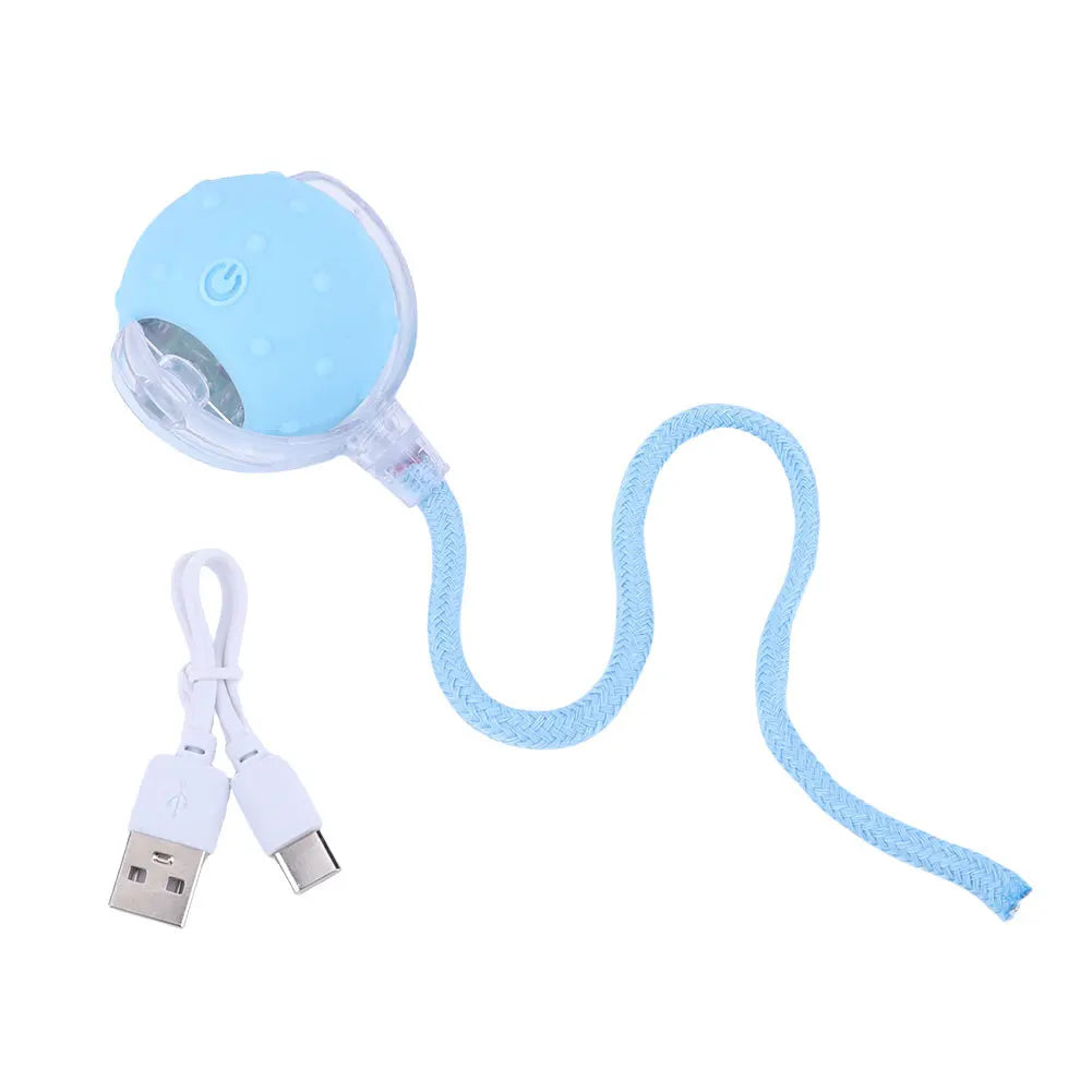 Interactive Cat Toy Ball – Automatic Rolling with Faux Tail, USB Rechargeable