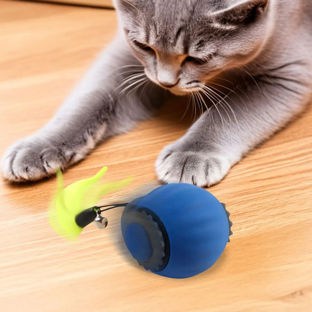 Interactive Cat Toy Ball – Automatic Rolling with Faux Tail, USB Rechargeable
