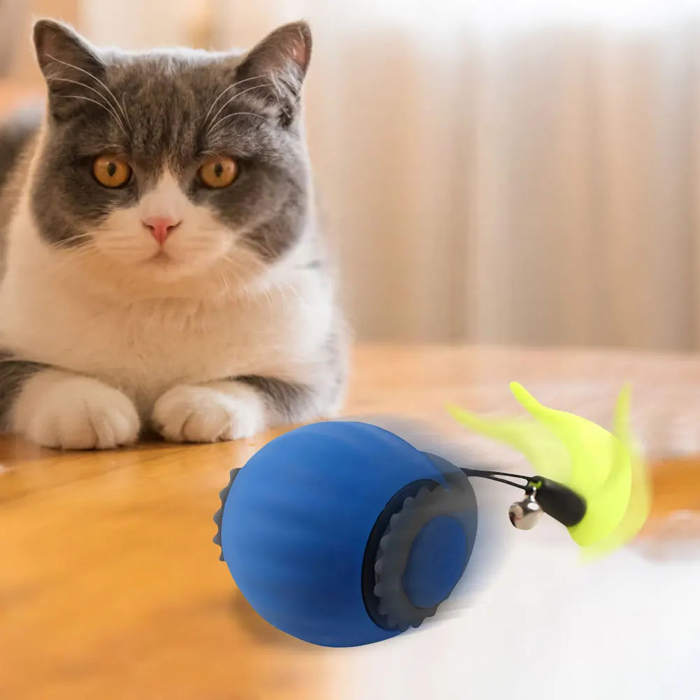 Interactive Cat Toy Ball – Automatic Rolling with Faux Tail, USB Rechargeable