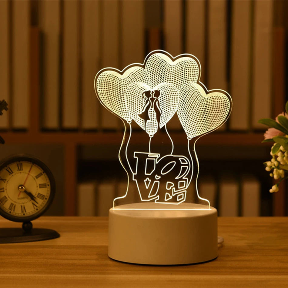 Gift🎁 3D Acrylic Lamp – Neon Sign Light, Xmas Christmas Home & Bedroom Decor, Birthday Gift