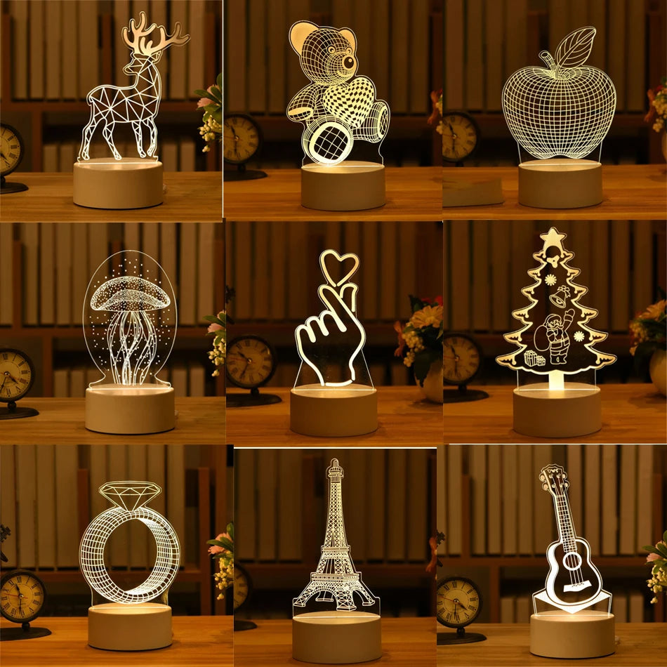 Gift🎁 3D Acrylic Lamp – Neon Sign Light, Xmas Christmas Home & Bedroom Decor, Birthday Gift
