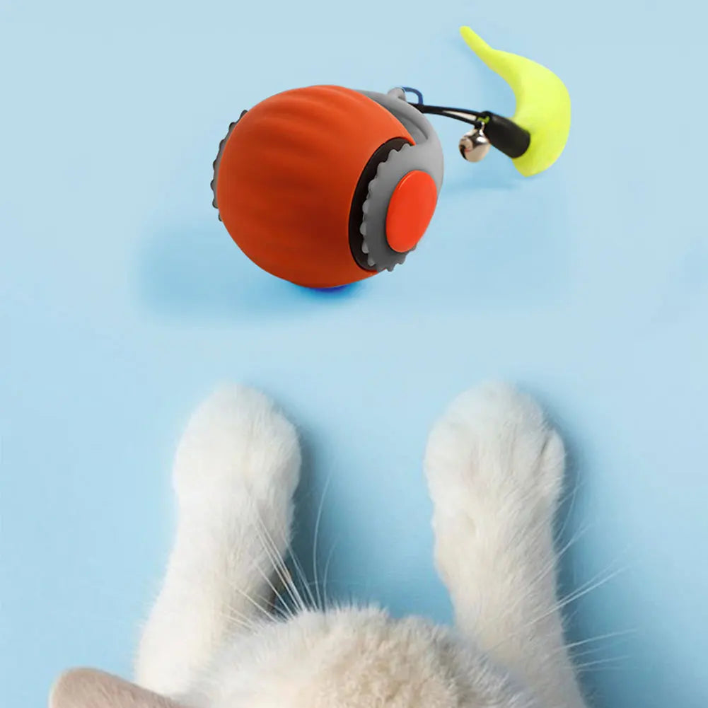 Interactive Cat Toy Ball – Automatic Rolling with Faux Tail, USB Rechargeable