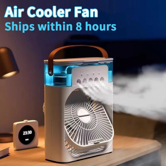 Hot Sale 🎁3-in-1 Mini Fan Air Conditioner – Portable Cooler, Humidifier & LED Night Light