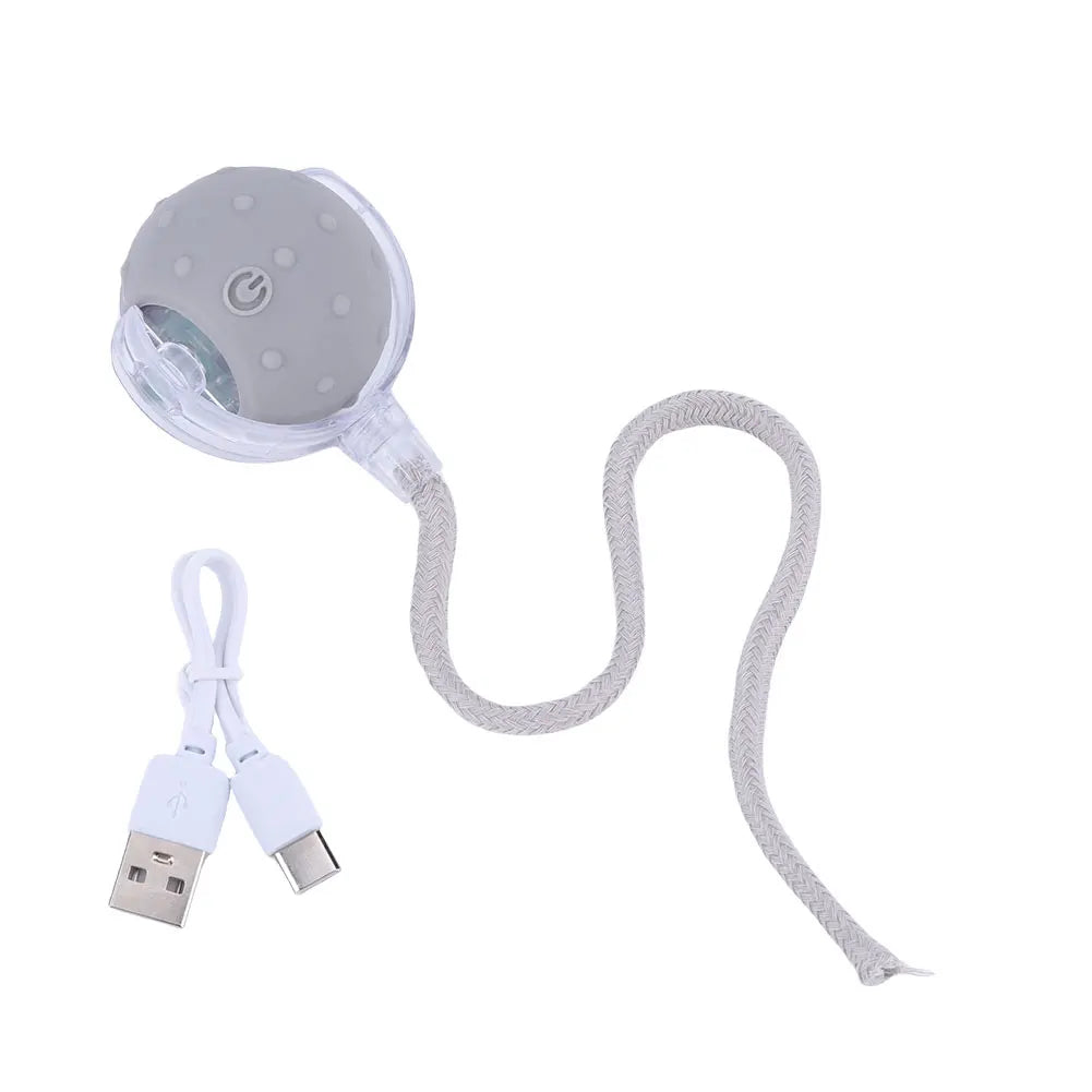 Interactive Cat Toy Ball – Automatic Rolling with Faux Tail, USB Rechargeable