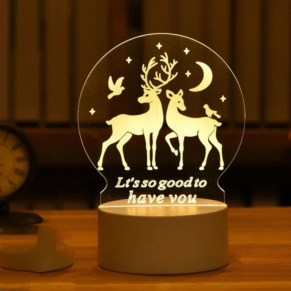 Gift🎁 3D Acrylic Lamp – Neon Sign Light, Xmas Christmas Home & Bedroom Decor, Birthday Gift