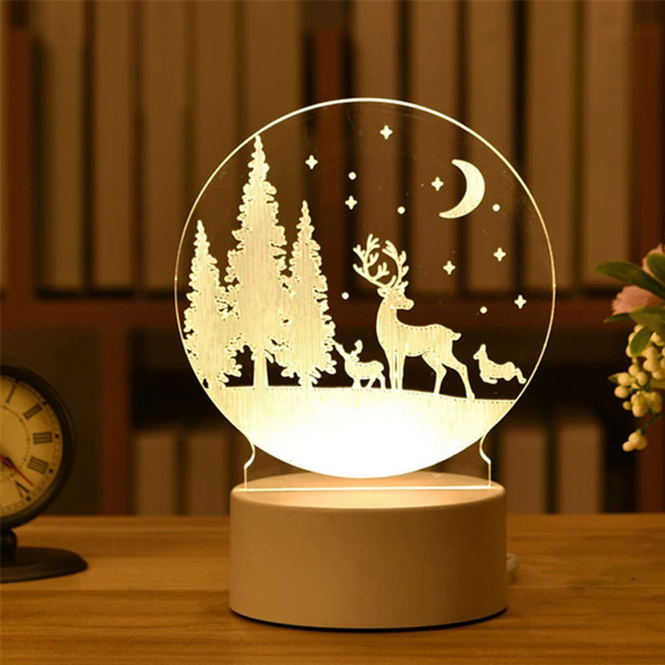 Gift🎁 3D Acrylic Lamp – Neon Sign Light, Xmas Christmas Home & Bedroom Decor, Birthday Gift