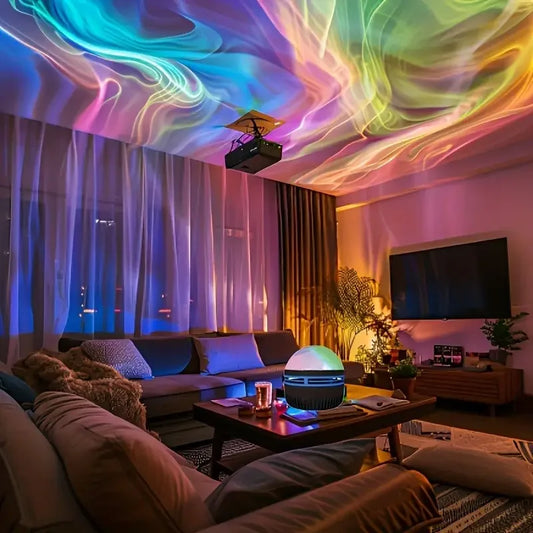 Aurora Borealis Starry Sky Projector – LED Night Light with Remote & 7 Lighting Effects